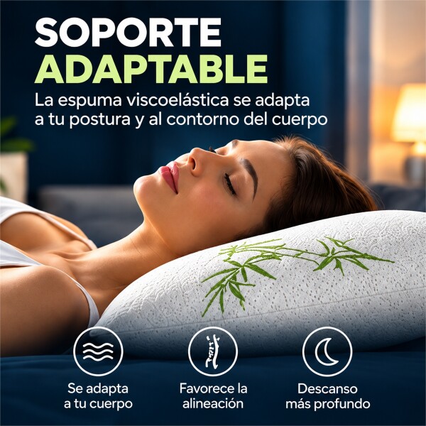 Almohada Viscoelástica con Funda de Bambú y Bolso de Transporte Blanco 1