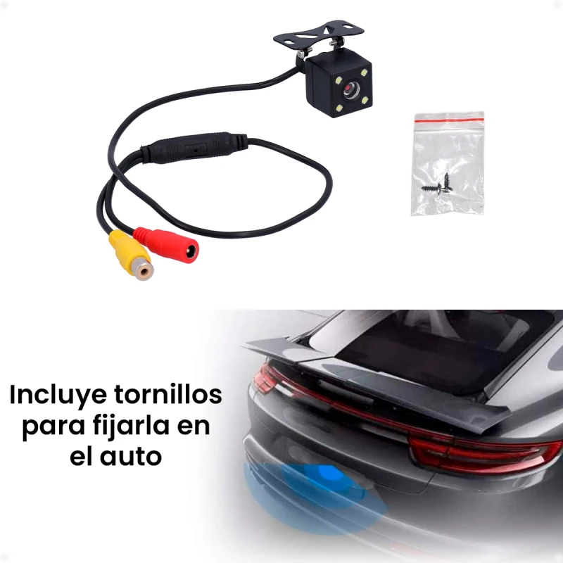 Cámara de Reversa para Auto con Visión Nocturna y Luces Led Cable Corto Cámara de Reversa para Auto con Visión Nocturna y Luces Led Cable Corto