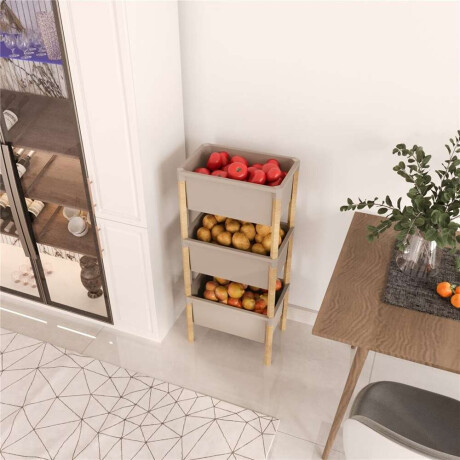 Estanteria 3 Contenedores 95X26X39Cms Madera Y Pp