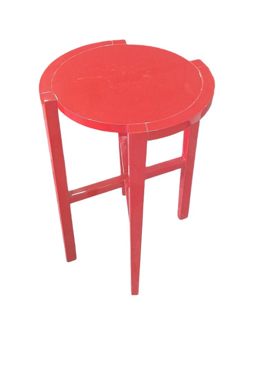 MESA LATERAL REDONDA LACA ROJA - PRODUCTO CON DETALLES - 