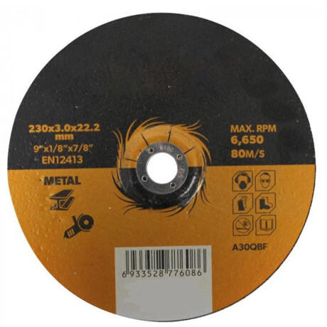 TOLSEN DISCO CORTE METAL CENTRO DEPRIMID 230mmX3. Tolsen Disco Corte Metal Centro Deprimid 230mmx3.