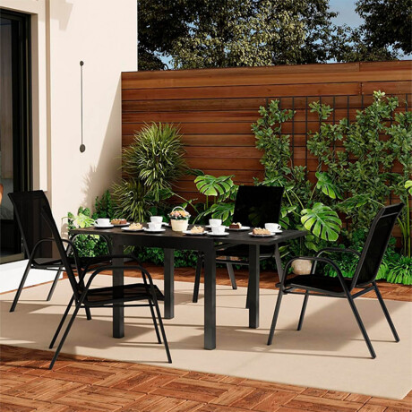 Silla Jardín Metálica Butaca Exterior C/Apoyabrazos Negro