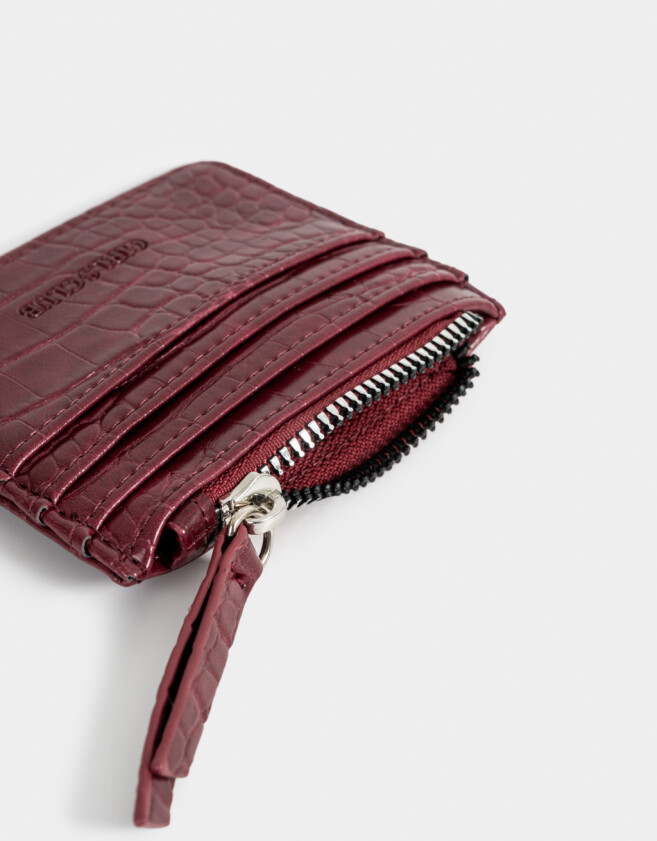 Tarjeteros Tarjetero De Cuerina Burgundy - Rojo Medio