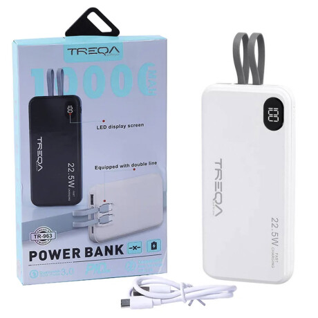 Power Bank Treqa TR-963 10000mAh 22.5W USB-C y Lightning Blanco