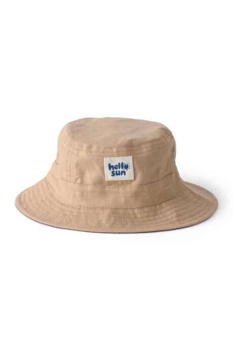 Gorro pescador de lino, azul y beige Sin color