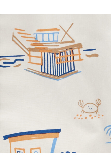 Set tres piezas short, camisa y body de algodón diseño tropical Sin color