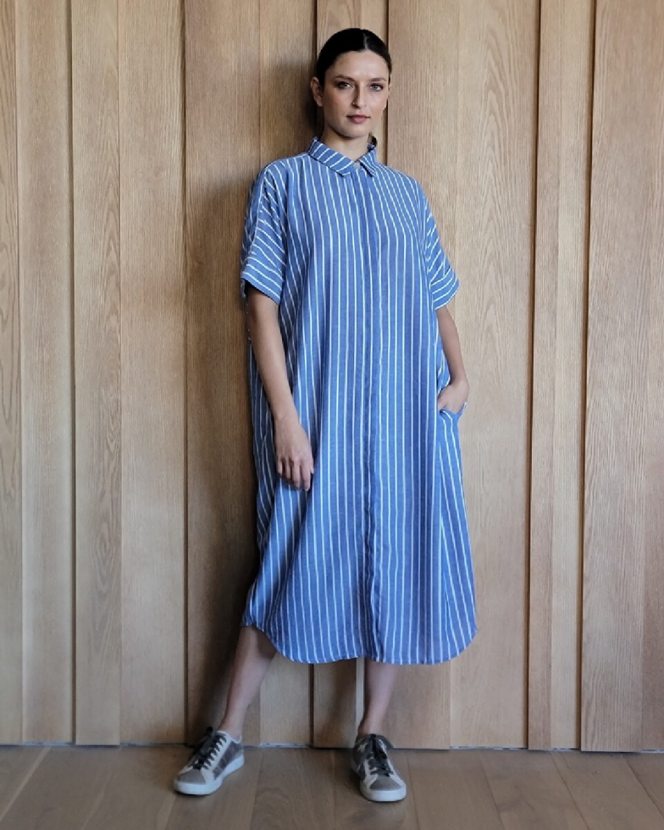 Túnica Costa - Lino raya azul 