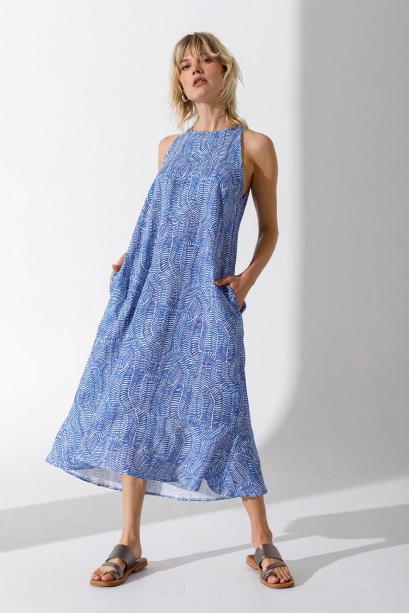 Vestido New Sunset Estampa Azul