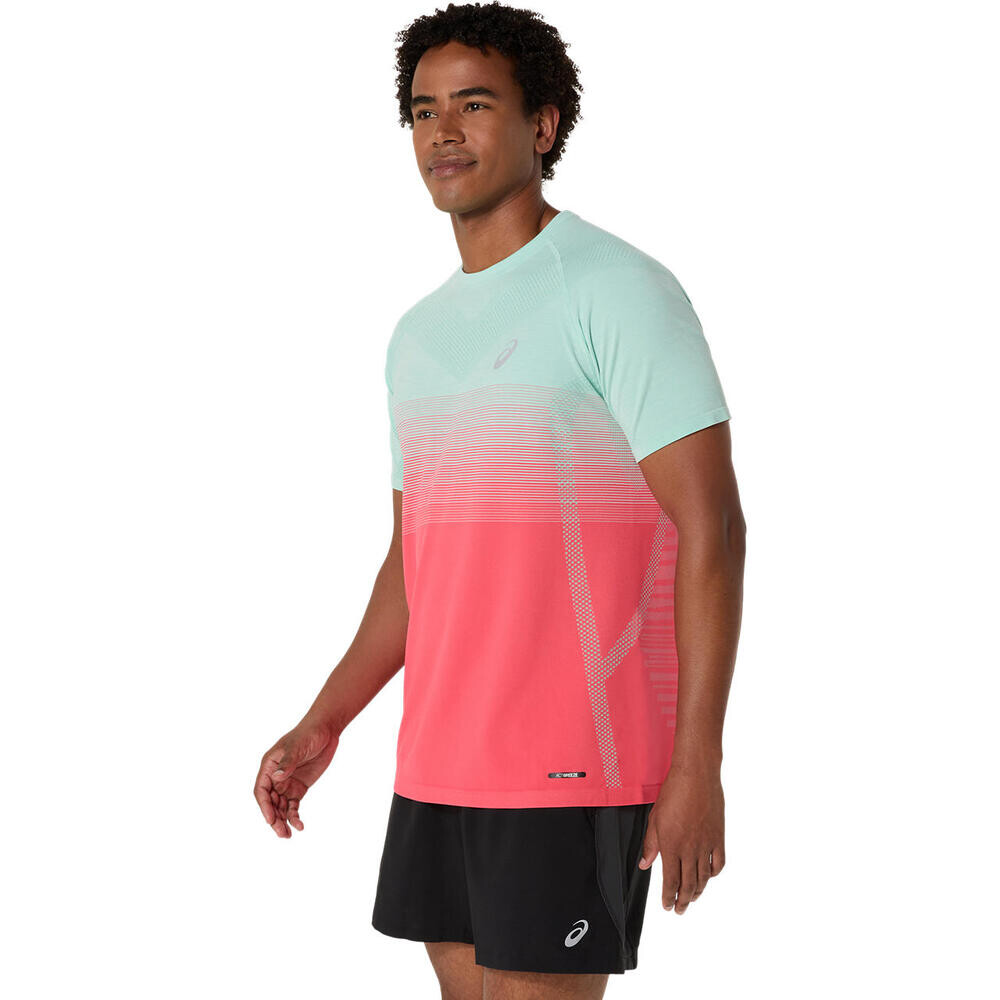 Seamless Ss Top - Hombre Coral Reef/oasis Green