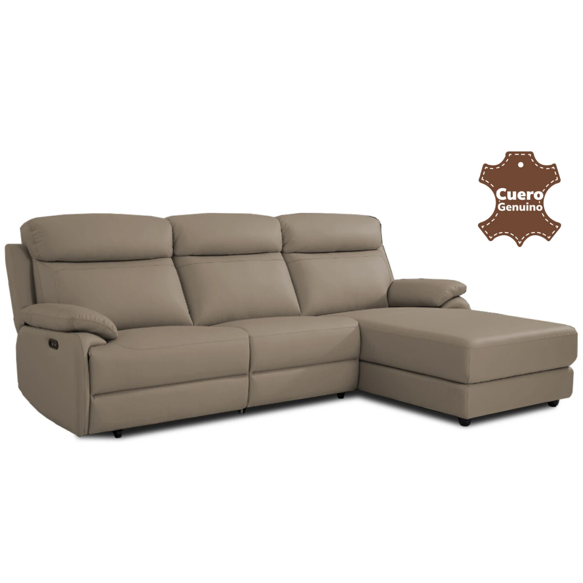 SOFA SILLÓN CON CHAISE RECLINABLE RETRACTIL CON SISTEMA ELECTRICO Y EN CUERO GENUINO 