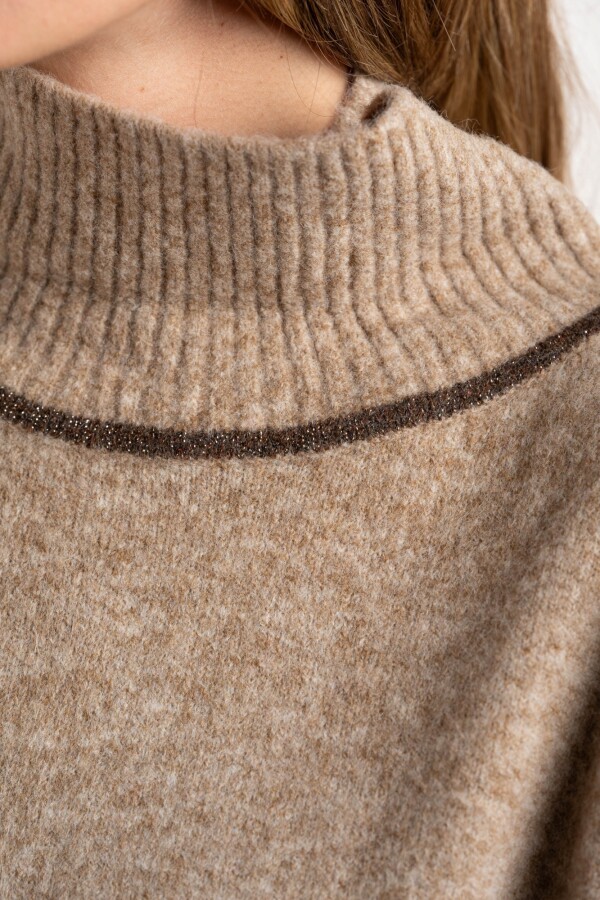 Polera Combinada Beige Melange