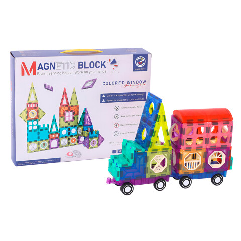 Juego De Construcción Bloques Magnéticos Infantil 58 Piezas Diseño De Colores