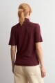Polera manga corta acanalada bordo melange