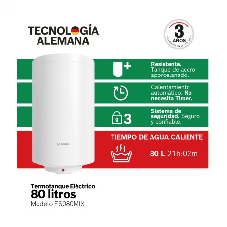 Calefón de 80 lts Bosch ES080M1X-KNWVB Calefón de 80 lts Bosch ES080M1X-KNWVB