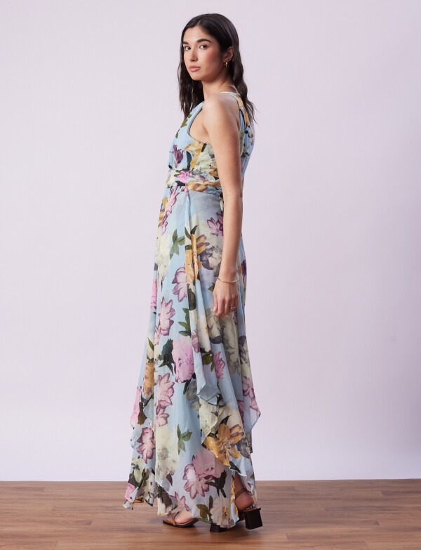 Vestido Noche Maxi CELESTE/MULTI
