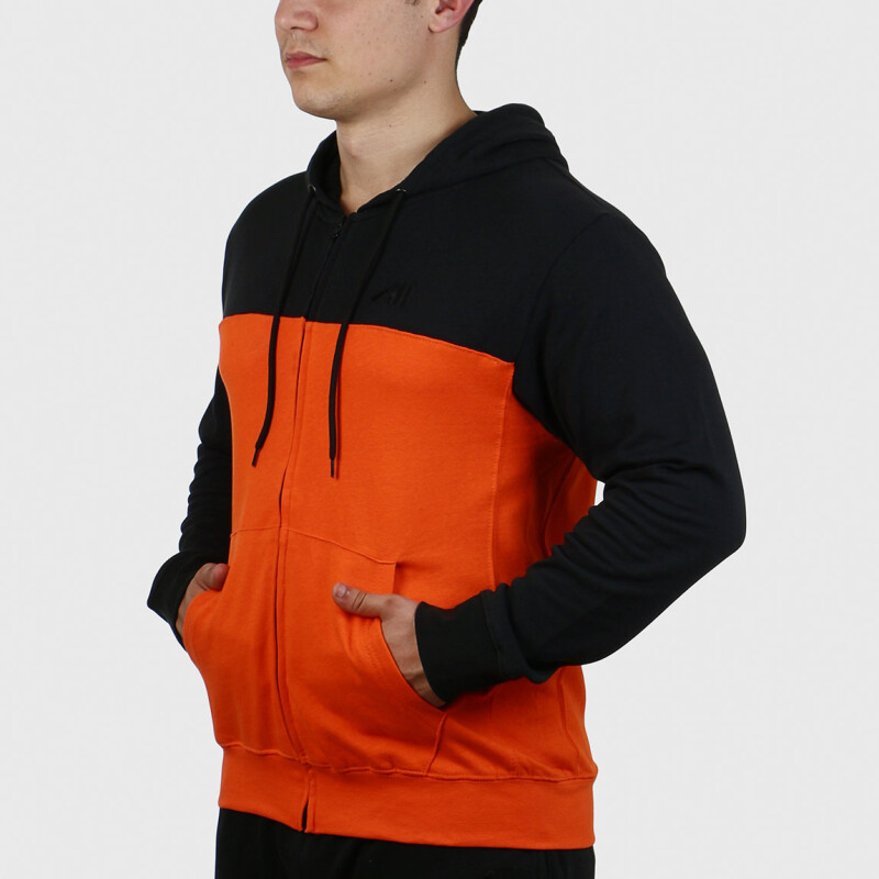 Austral MEN COTTON HOODIE WITH CONTRAST- BLACK/ORANGE Negro-Naranja