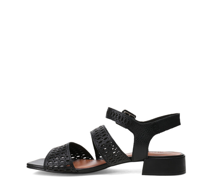Sandalias de Mujer Bottero Cuero Calado Negro