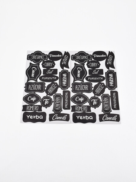 STICKERS PARA FRASCOS COCINA NEGRO.