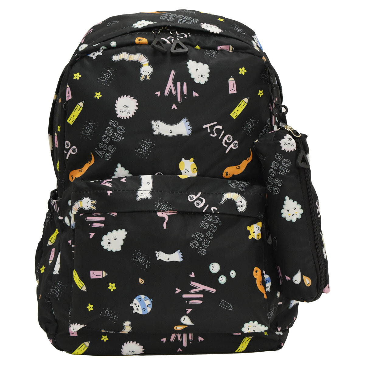 Mochila Escolar Diseño Infantil para Laptop con Cartuchera - Negro 