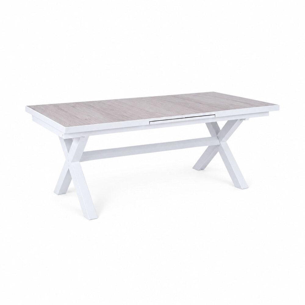 MESA COMEDOR EXTENSIBLE ALUMINIO BLANCO TUSCANY
