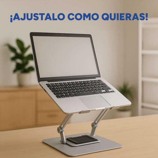 Soporte Regulable Giratorio Notebook Acero 360° Base 26x21cm Color Gris