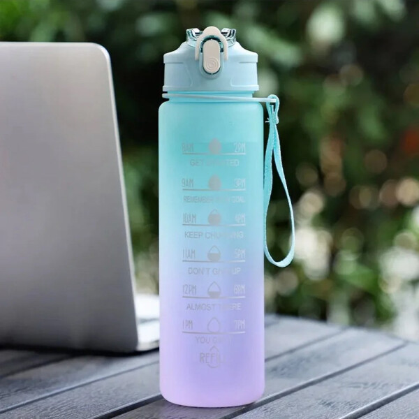 Botella De Agua Deportiva 750ml Motivacional Hidratacion Fit Variante Color Celeste