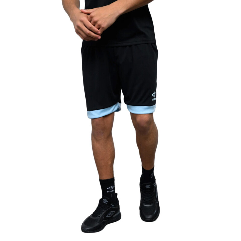 Short de Hombre Umbro S Futbol Negro - Celeste