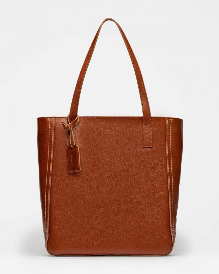 Shopper Vera en cuero vegetal liso Cuoio