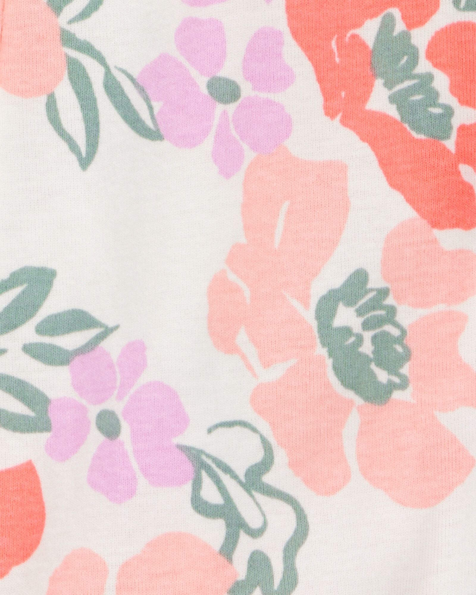 Pijama una pieza de algodón, con pie, diseño floral Sin color