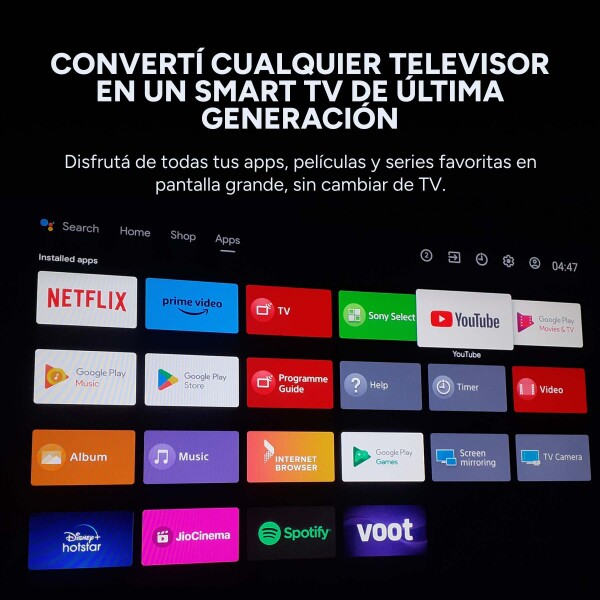 TVBox Goldtech Quad 16GB 2GB Android 12 4K Ultra HD Gen 2025 Color NEGRO