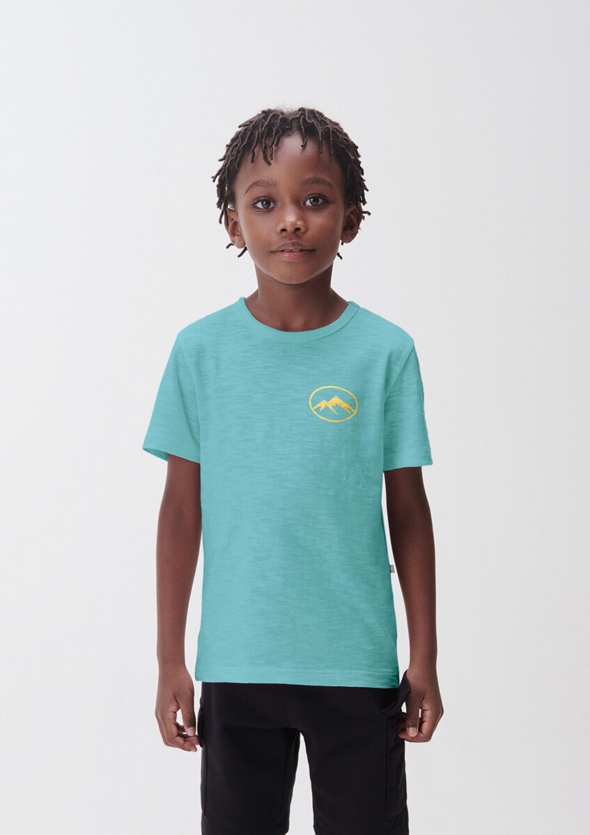 CAMISETA INFANTIL CON ESTAMPA - CELESTE 