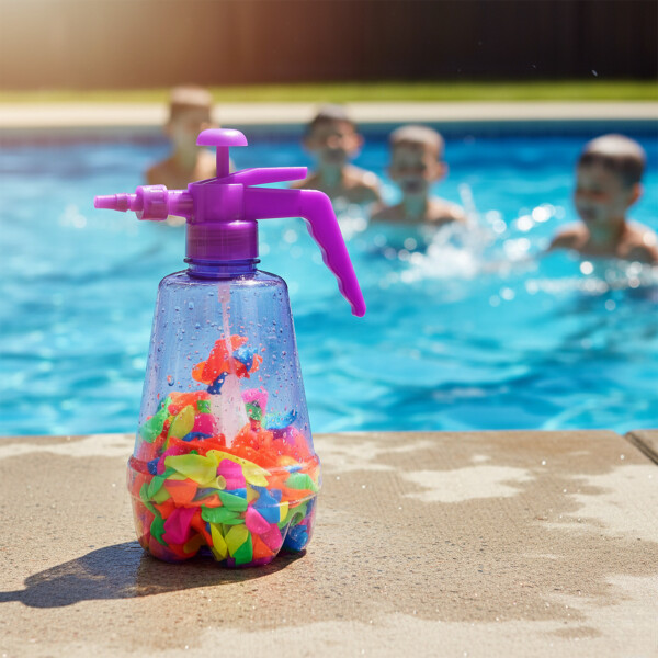 Bombitas De Agua 300 Unidades + Botella De Recarga Color Violeta