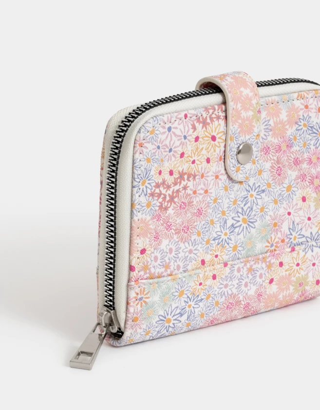 Billetera Estampados Billetera Cuerina Con Solapa - Estampado Flores