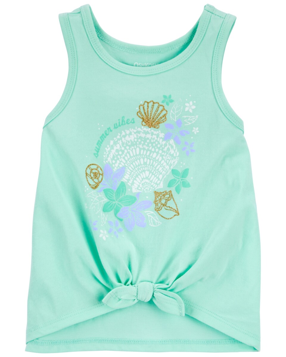 Musculosa de algodón, con lazo, estampa caracolas 