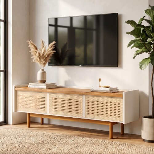 Rack de TV Dune Rattan 1.8 - Linea Manhattan Off White