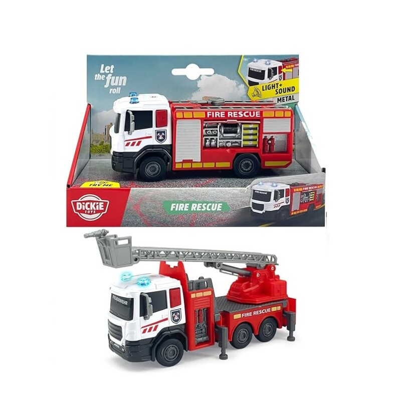 Camión de Bomberos Dickie con Luces y Sonidos 17 cm DICKIE CAMION DE BOMBEROS CON LUCES Y SONIDOS 17 CM ESCALERA EXTENSIBLE