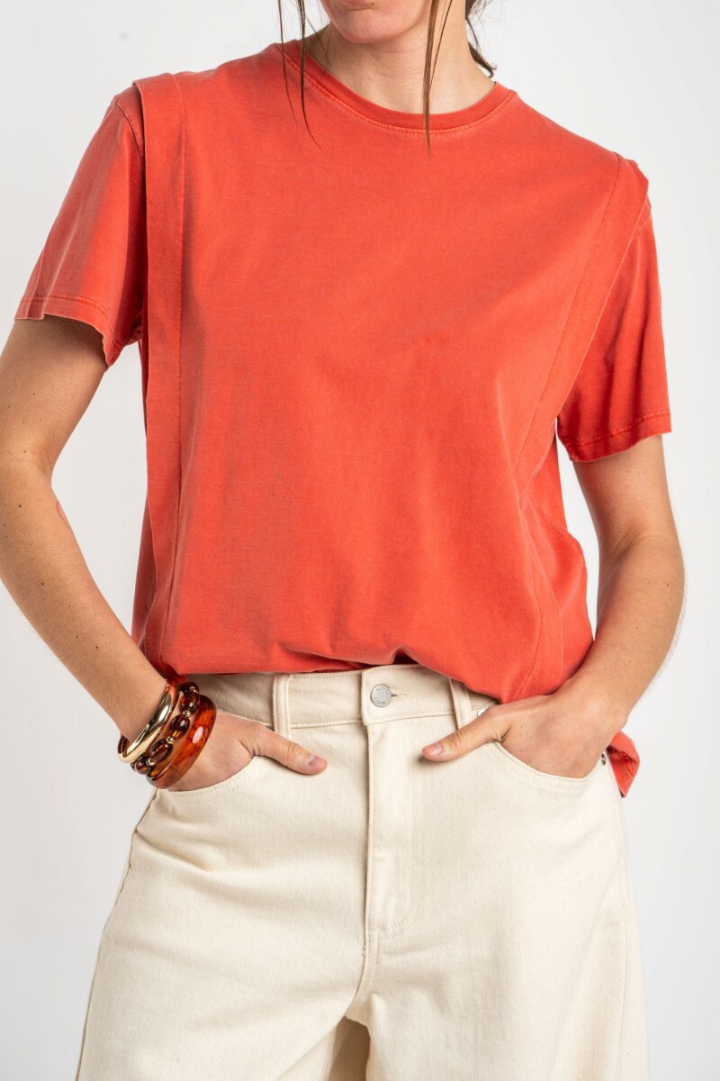 Remera Algodon Lavado Rojo
