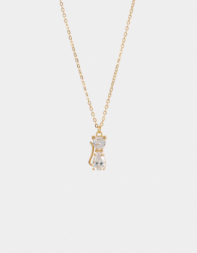 Cadena Corta con Dije Packaging especial Collar De Gato Con Strass - Dorado