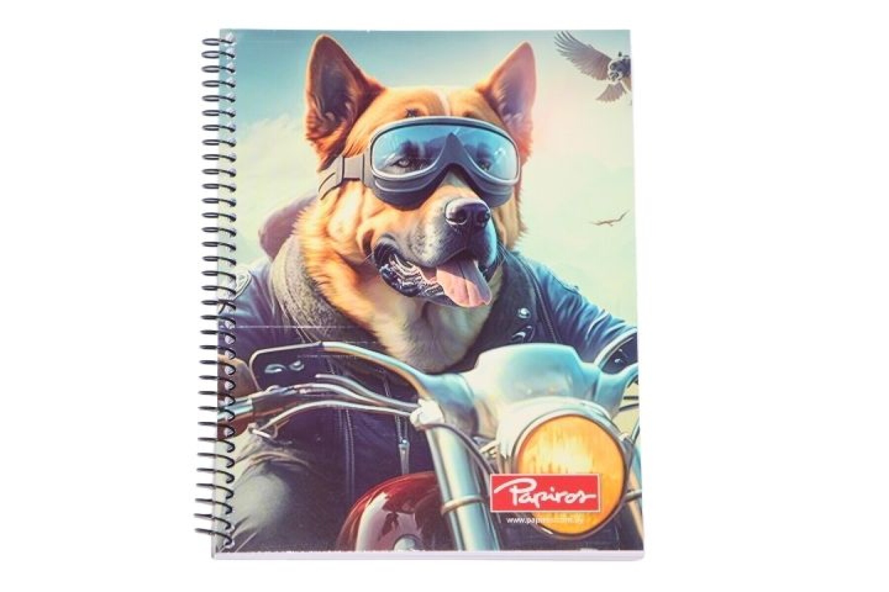 CUADERNO PAPIROS CON ESPIRAL 96 HOJAS 796 - TAPA PERRO MOTO 