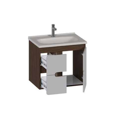 Mueble de baño suspendido Sarué Nogueiral/Nude 60cm con bacha Mueble De Baño Suspendido Sarué Nogueiral/nude 60cm Con Bacha
