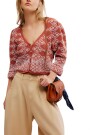 CARDIGAN GEO FLORAL Marron