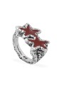 Red Melted Stars Ring Plata