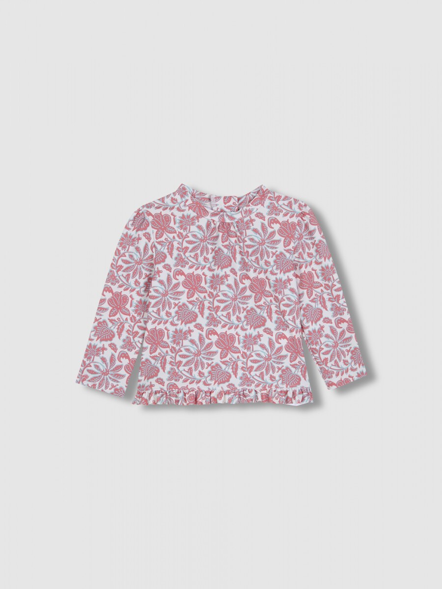 Camiseta De Baño Estampado Flores Piedra
