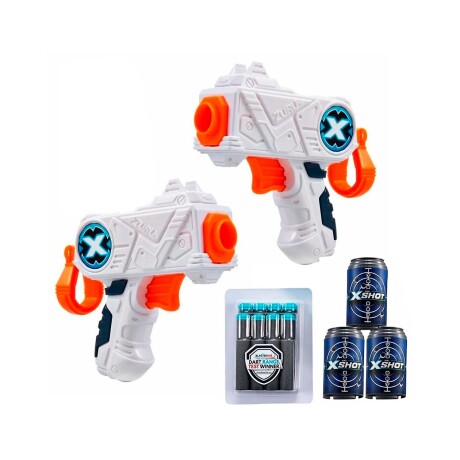 Set de 2 pistolas lanzadoras de dardos Zuru X-Shot Excel Micro con 16 dardos y 3 latas Blanco