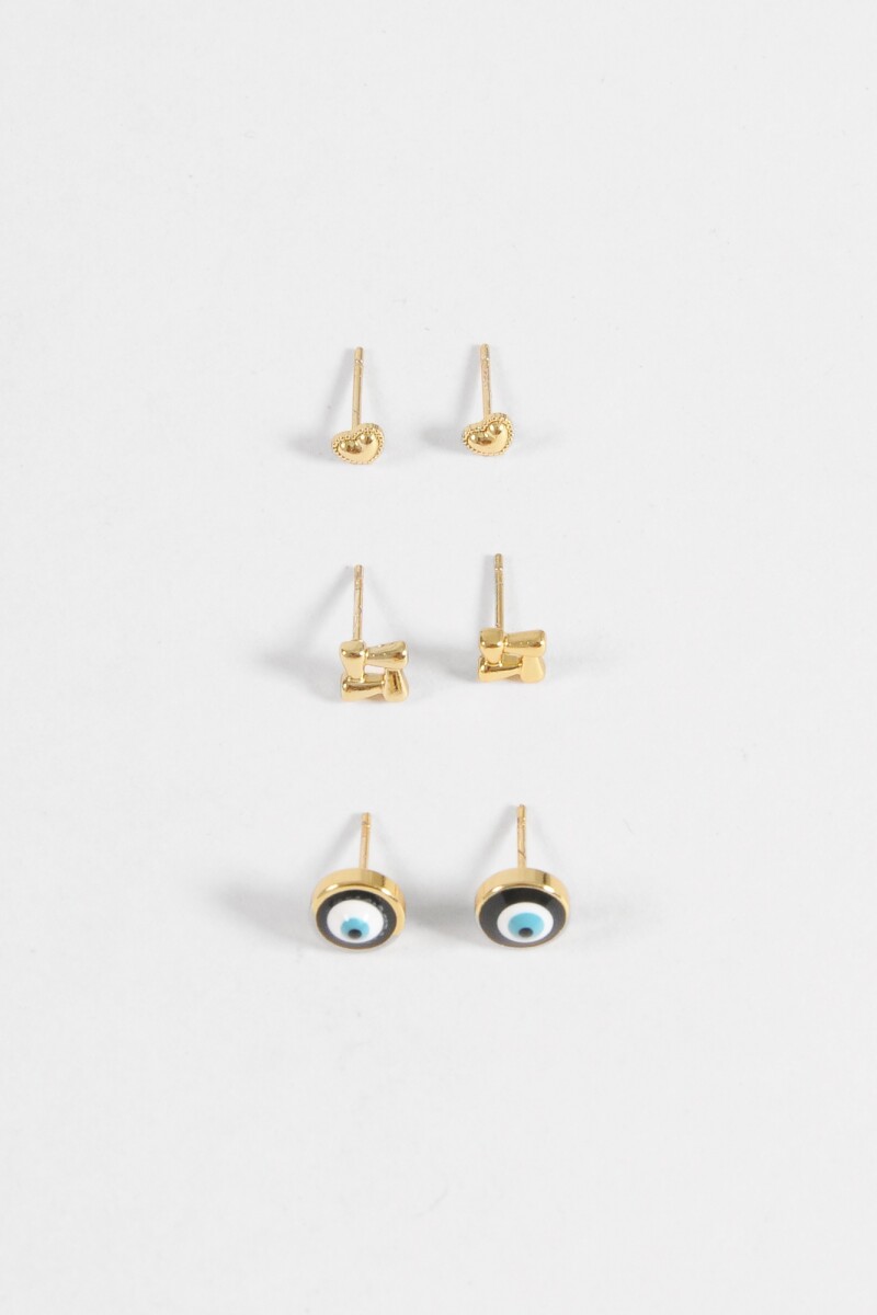 Set de caravanas pin acero dorado