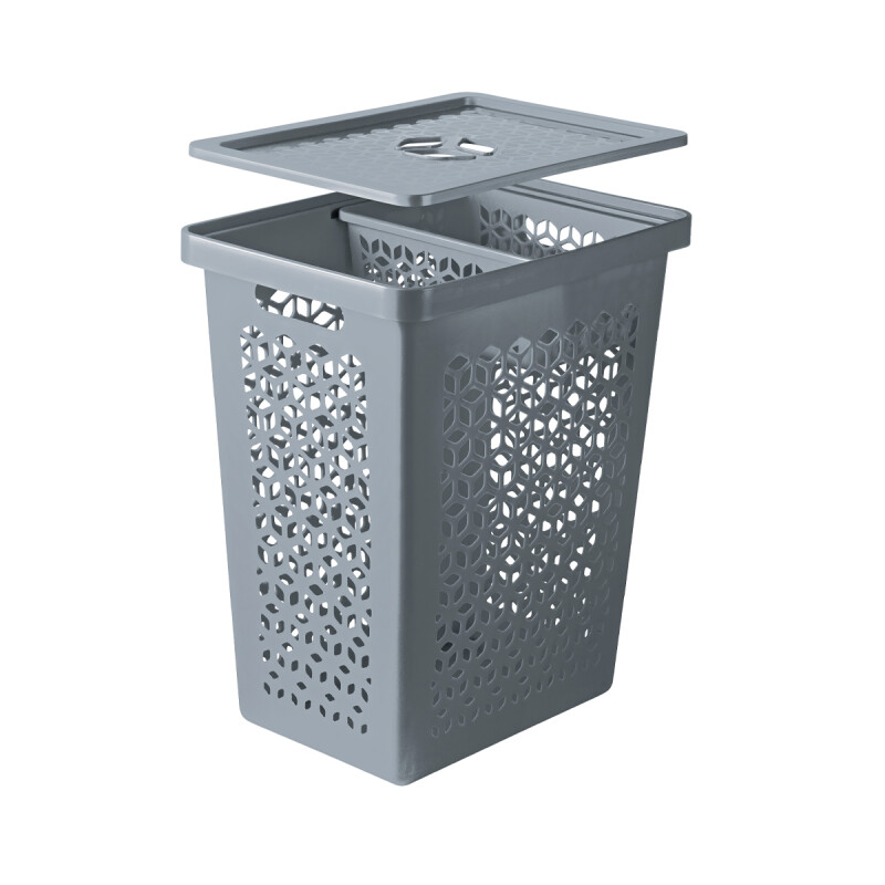 Cesto organizador ropa con compartimiento interno 55L GRIS