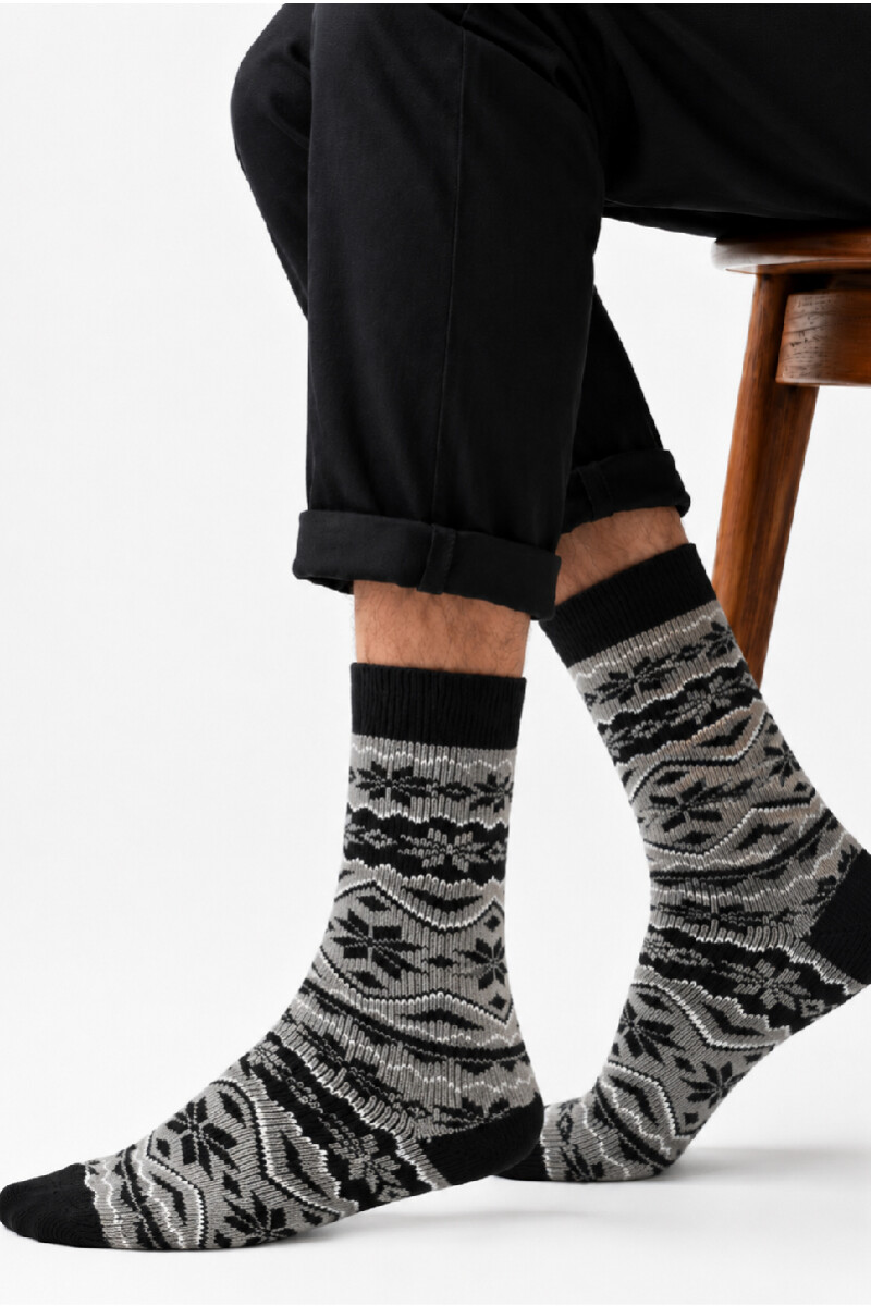 Media Bariloche para hombre - Negro y gris 