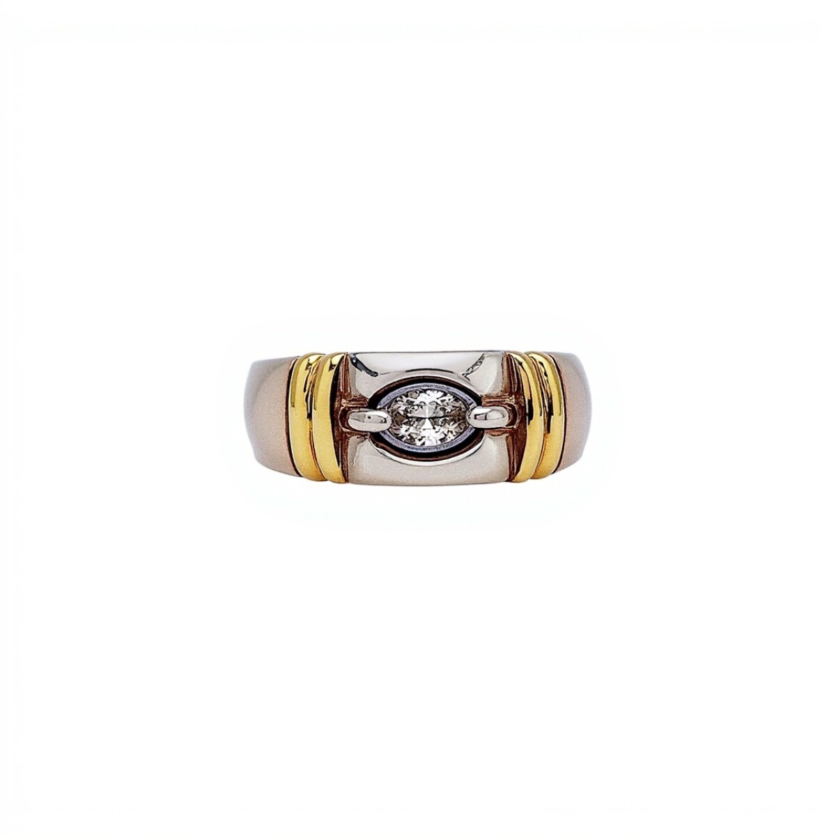 Anillo Solitario bombe- Plata y Oro-Sin piedra-AN5946 - sinpiedra 