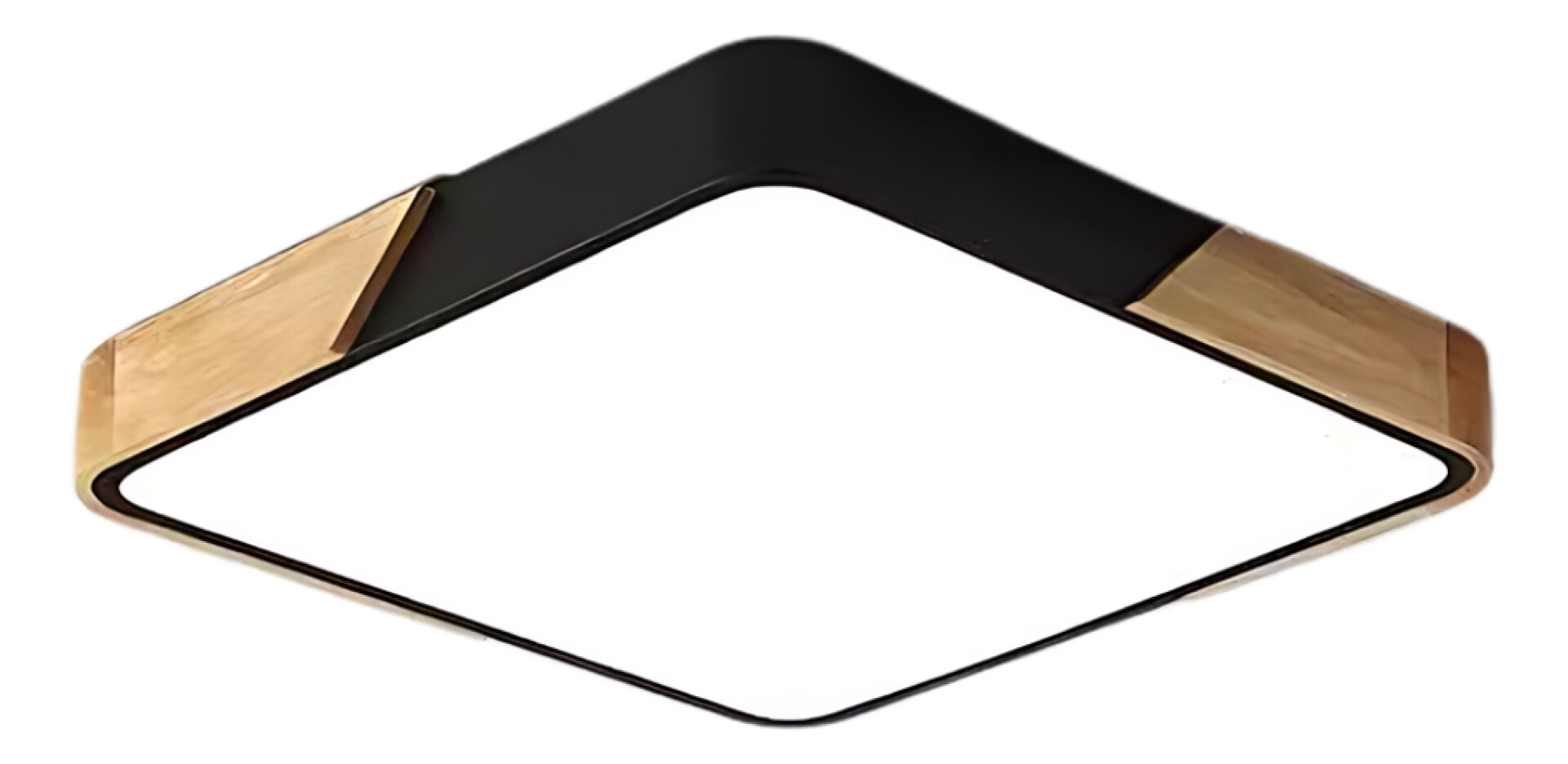 Luminaria Plafon Led Cuadrado 30cm Metal Y Madera Colores - Negro 