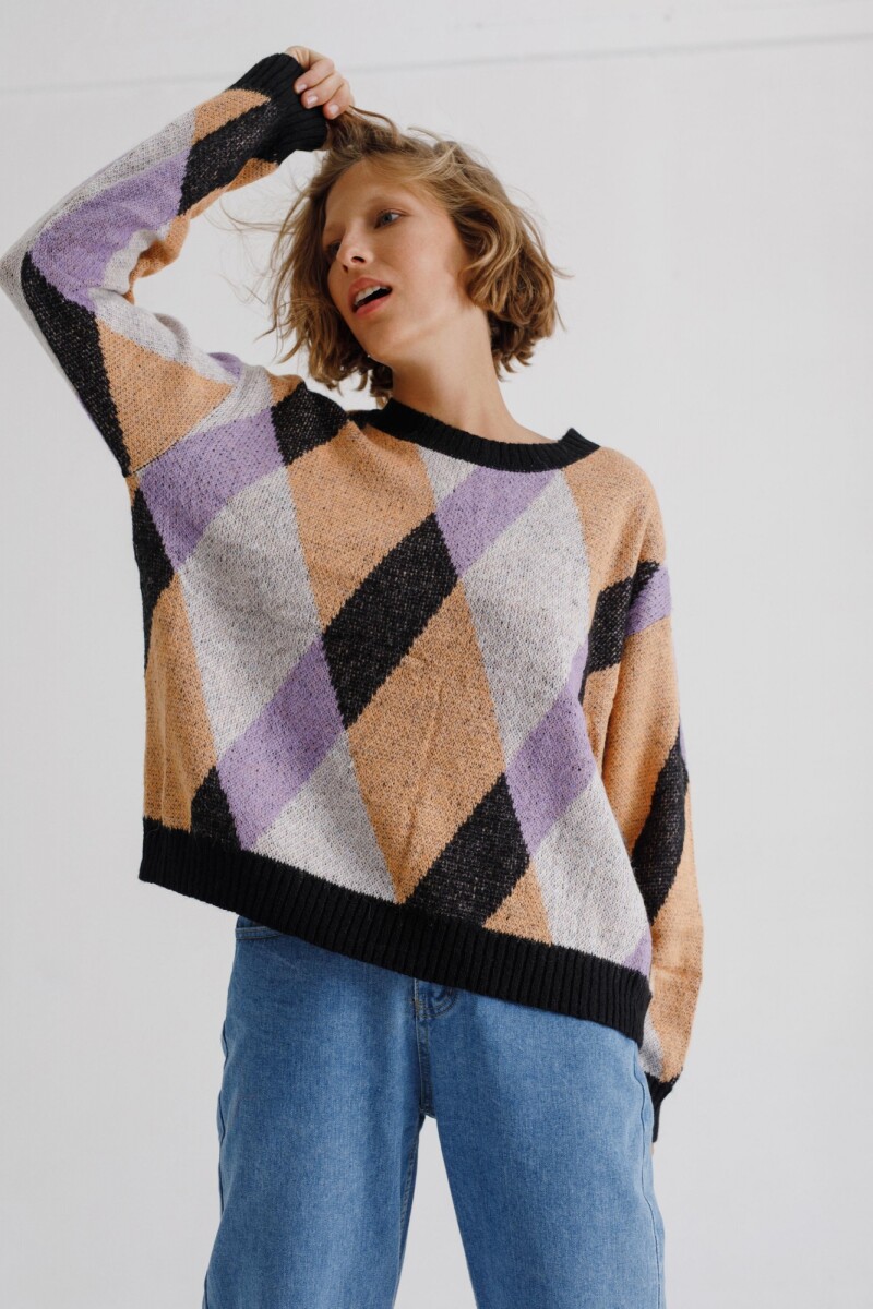 Sweater Dado Naranja/Lila